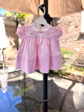 Vintage 1950’s Pink Baby Dress with Ribbon and Lace